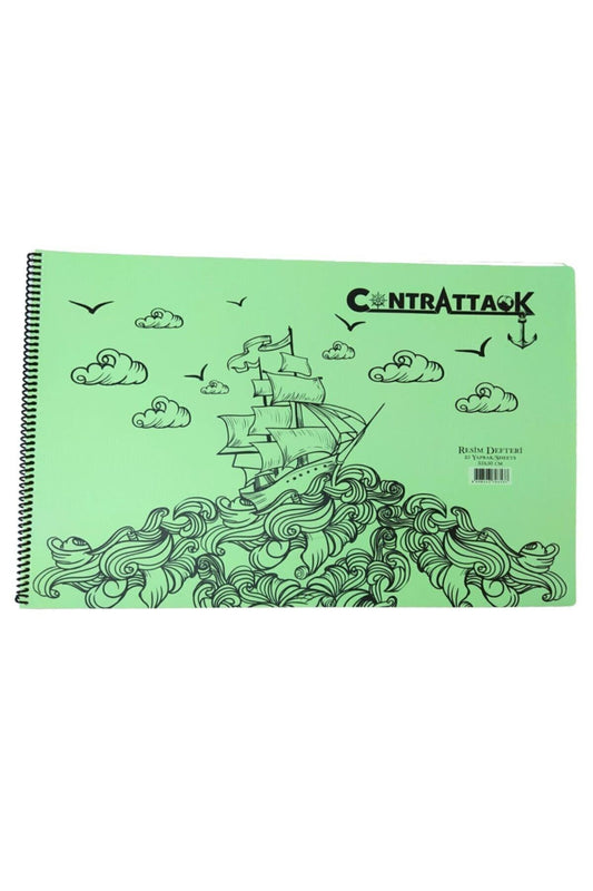 3 Adet Plastik Kapak Spiralli Resim Defteri 35 X 50 Cm 20 Yaprak