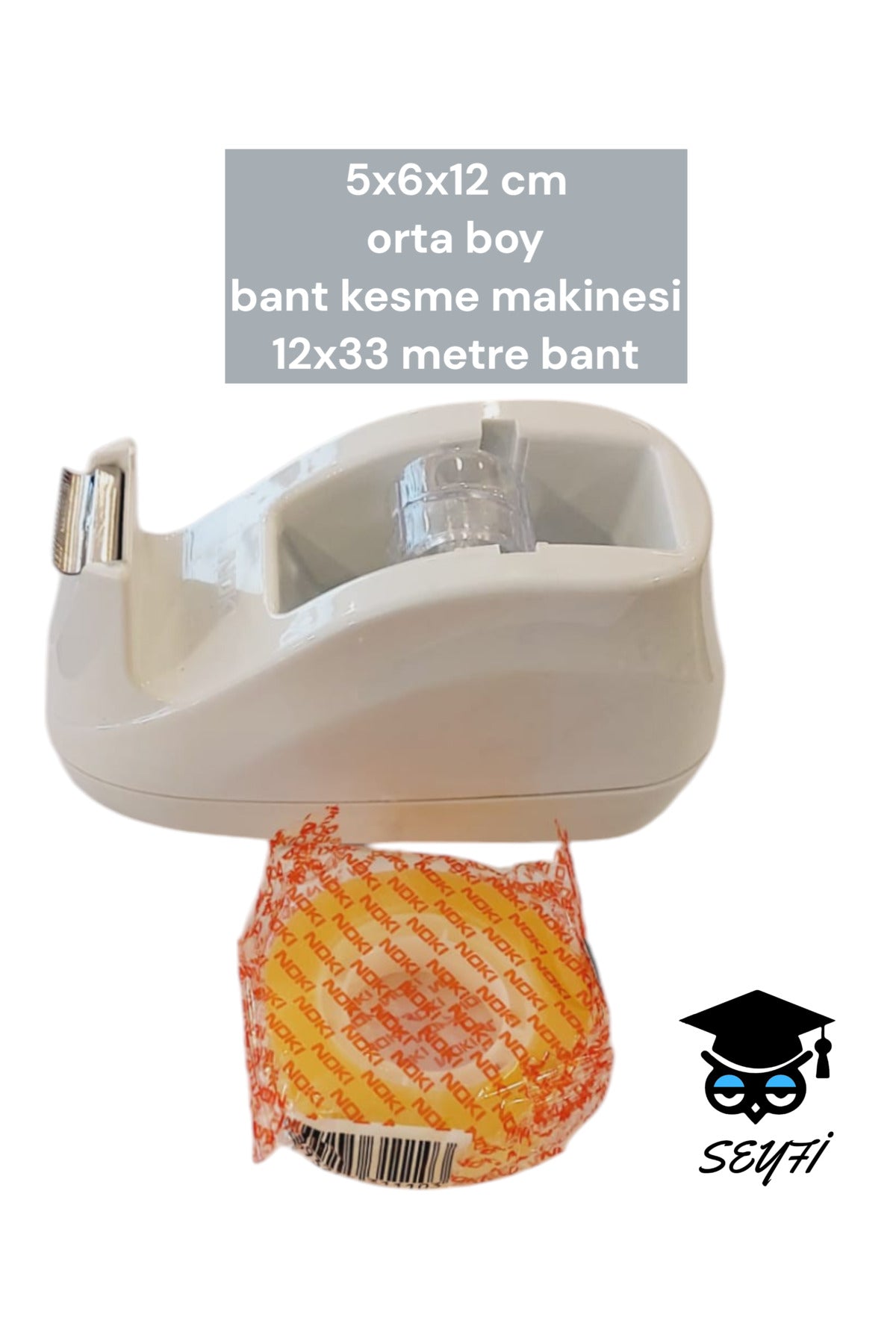 5x6x12 cm orta boy bant kesme makinesi 12x33 metre bant BEYAZ