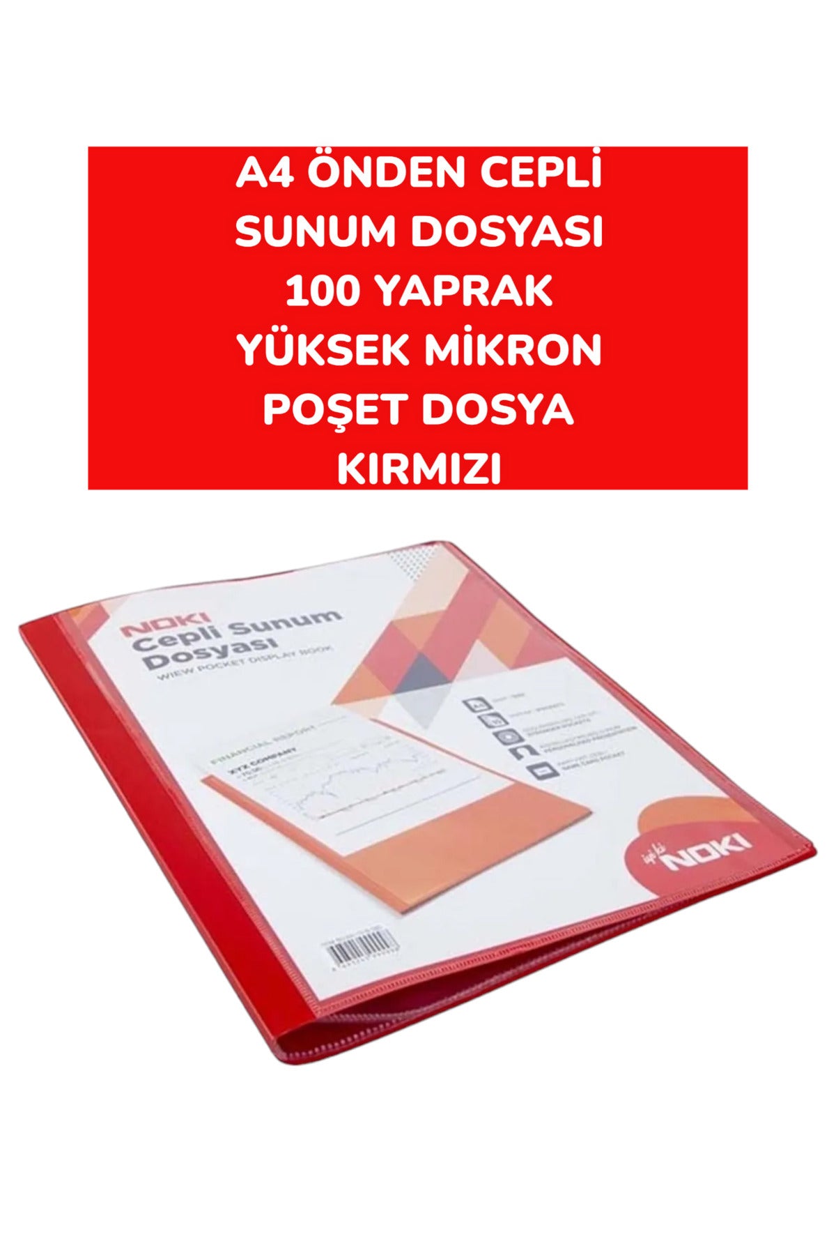 A4 ÖNDEN CEPLİ SUNUM DOSYASI 100 YAPRAK YÜKSEK MİKRON POŞET DOSYA NOKİ
