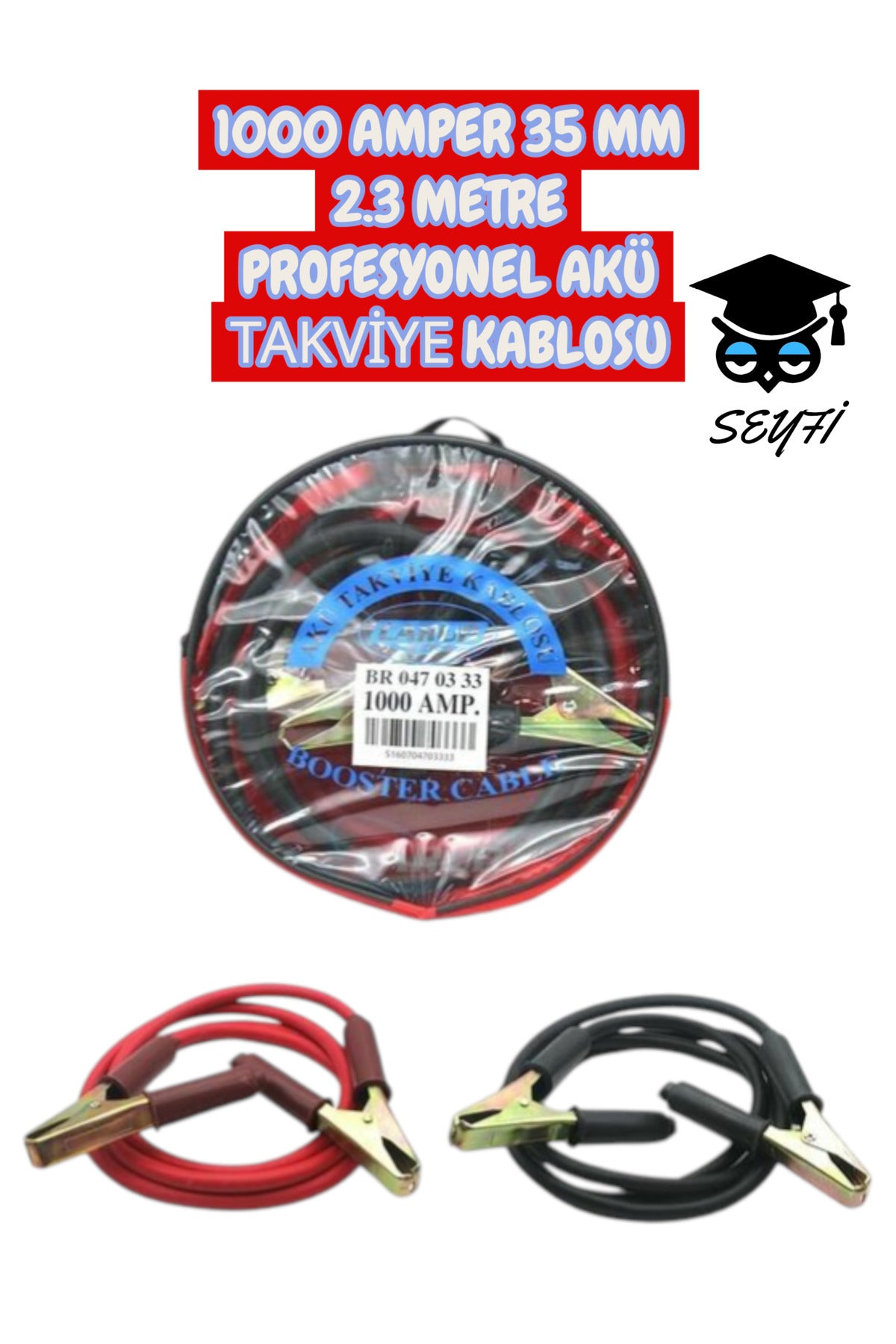 1000 AMPER 35 MM 2.3 METRE PROFESYONEL AKÜ TAKVİYE KABLOSU