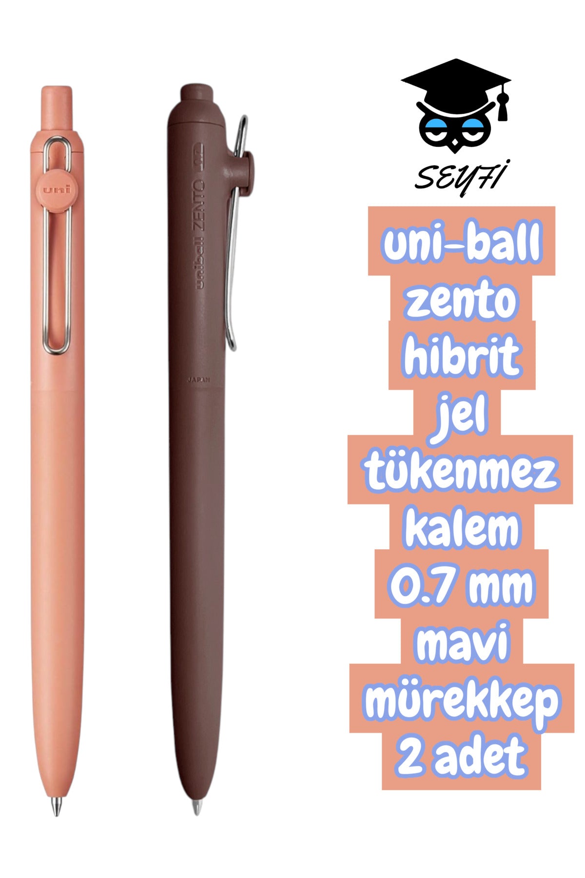uni-ball zento hibrit jel tükenmez kalem 0.7 mm mavi mürekkep 2 adet uniball