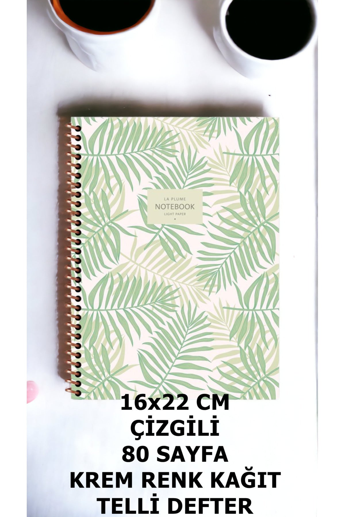 ÇİZGİLİ 16X22 CM 80 YAPRAK KARTON KAPAK TELLİ DEFTER KREM RENK SAYFALAR LA PLUME HAFİF DEFTER