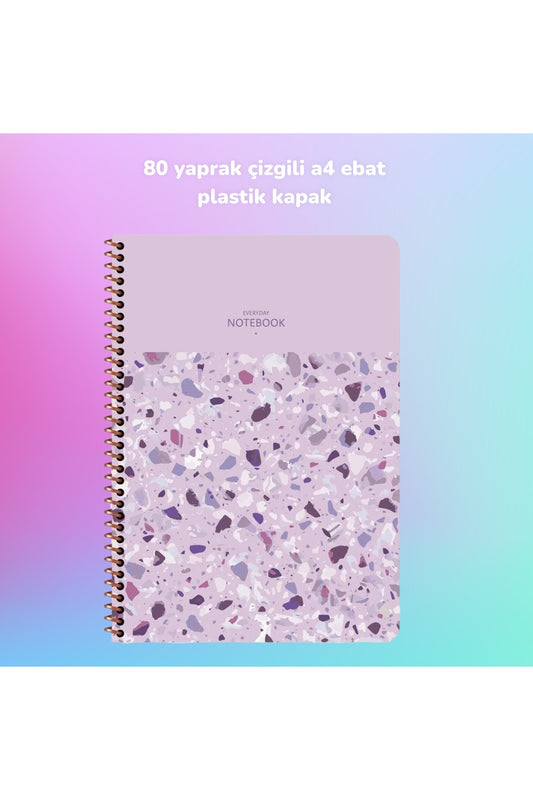 ÇİZGİLİ A4 80 YAPRAK PLASTİK KAPAK TELLİ DEFTER TERAZZO KESKİN COLOR