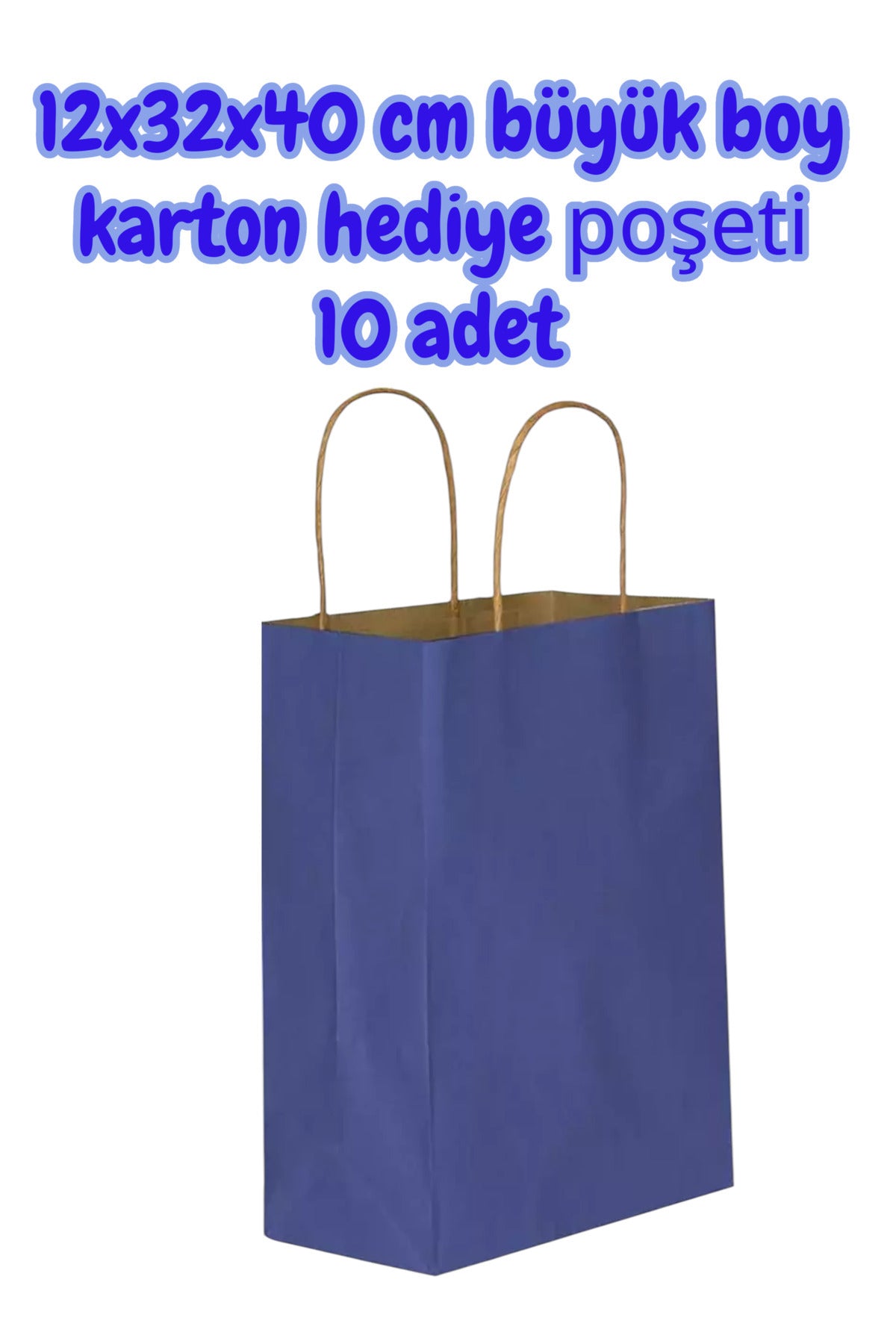LACİVERT RENK 12x32x40 cm büyük boy karton hediye poşeti 10 adet