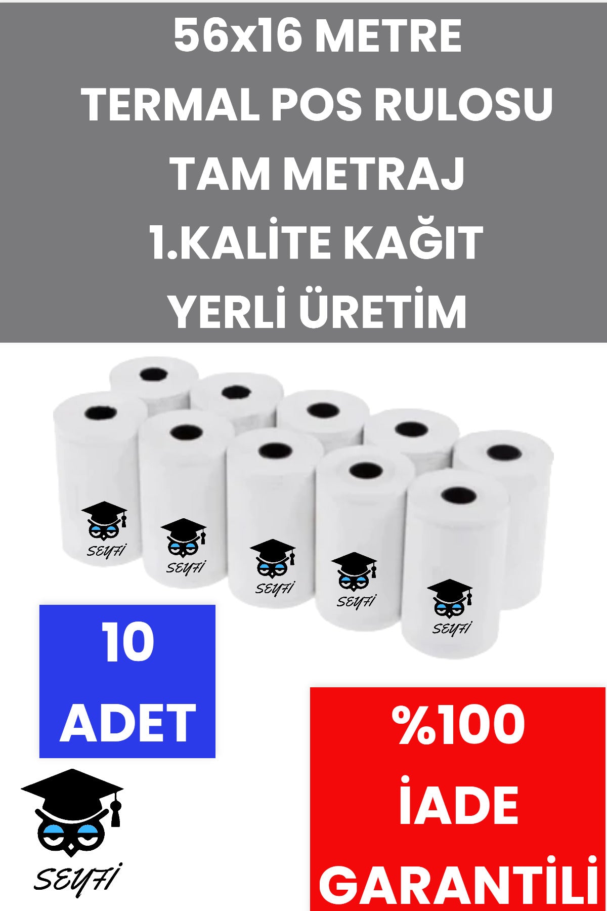 56x16 METRE TERMAL POS RULOSU TAM METRAJ 1.KALİTE KAĞIT YERLİ ÜRETİM 10 ADET