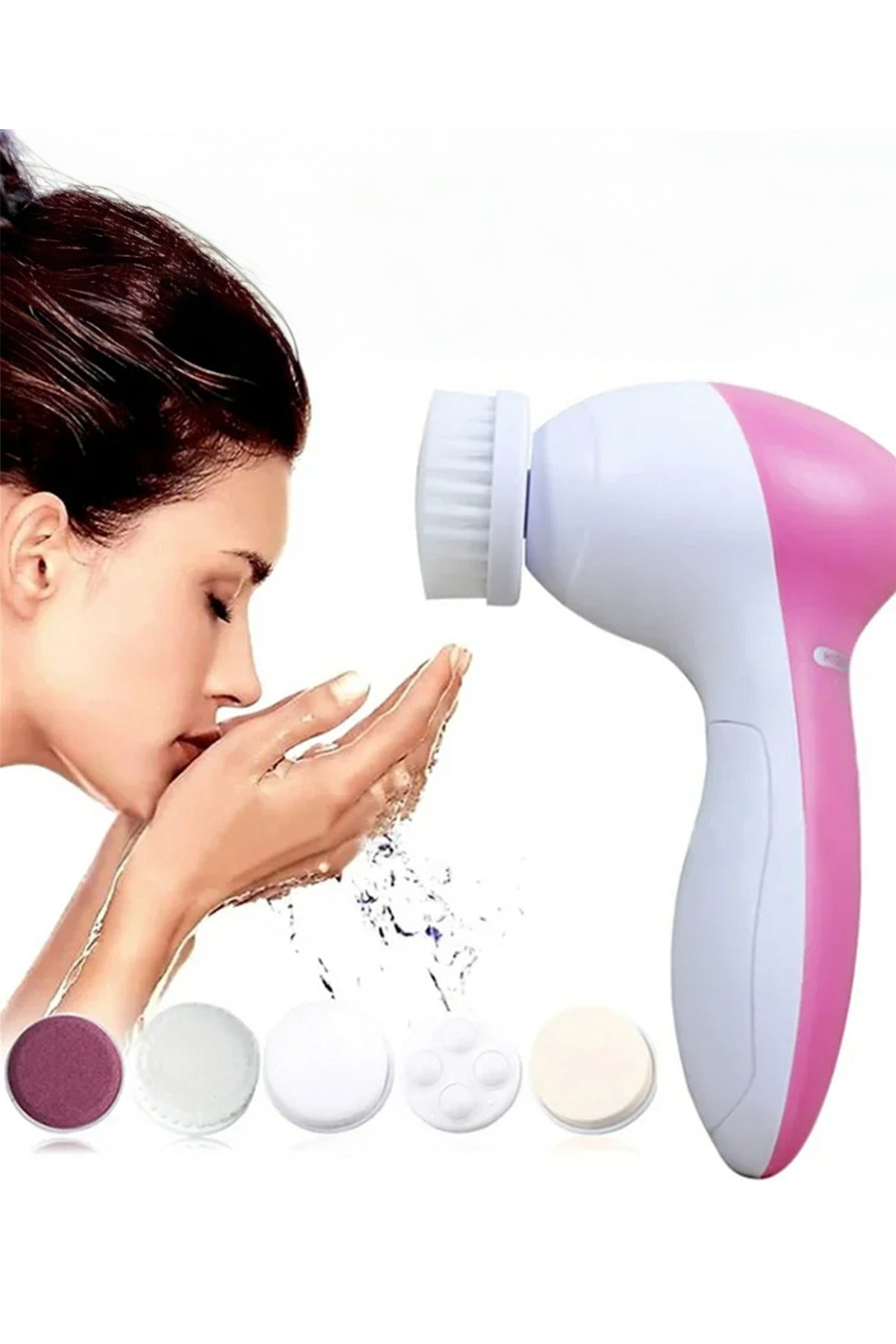 Lüks Seri 5 in 1 Pilli Yüz Temizleme, Masaj ve Peeling Fırçası Seti Cilt Canlandırıcı Sıkılaştırıcı