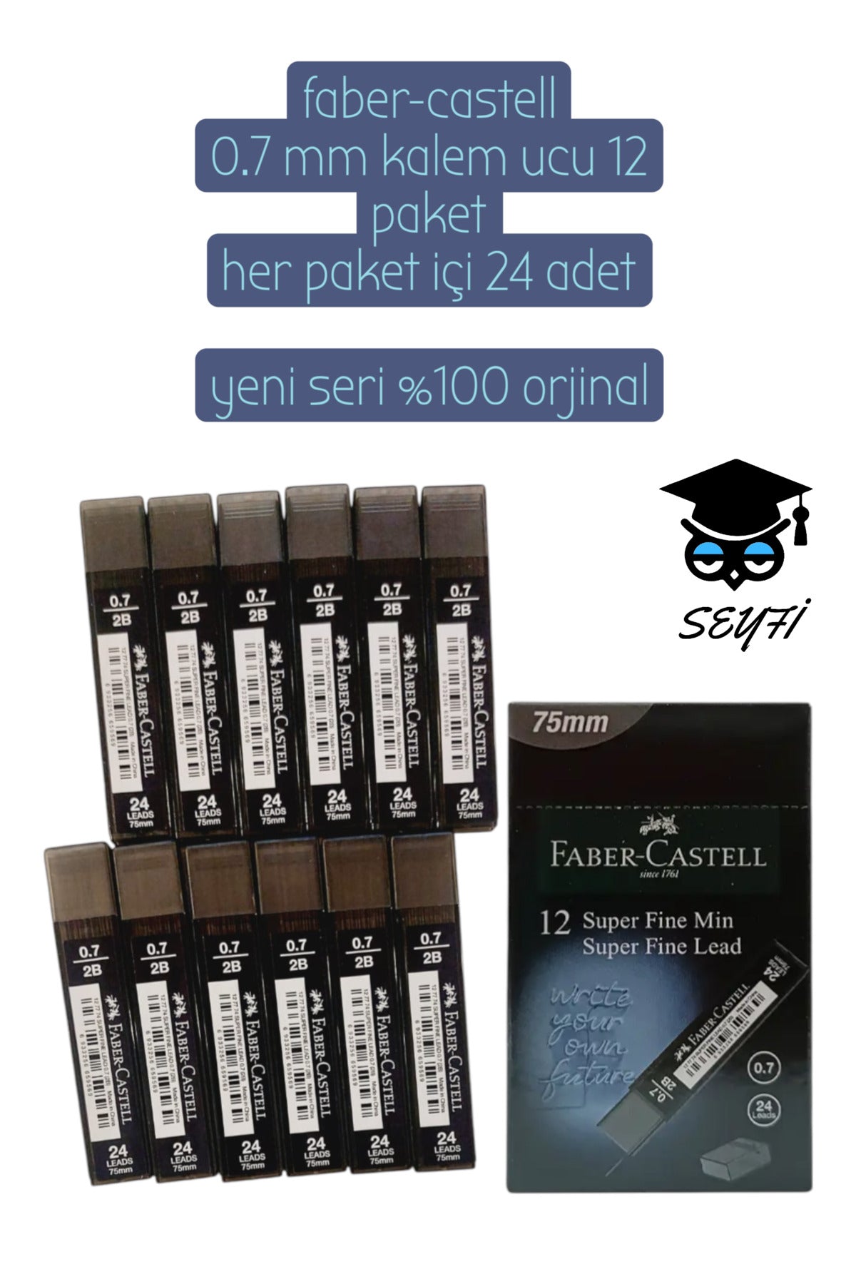 0.7 mm kalem ucu 12 paket her paket içi 24 adet yeni seri %100 orjinal