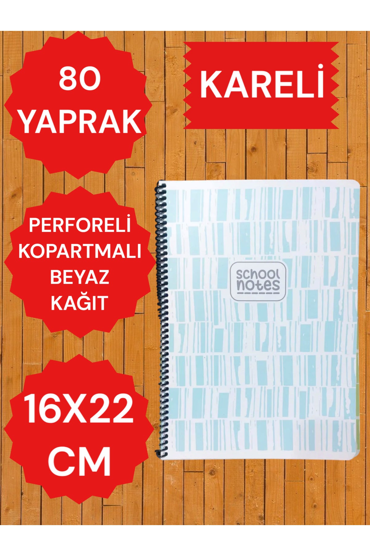 KARELİ 16X22 80 YAPRAK TELLİ DEFTER KARTON KAPAK PERFORELİ