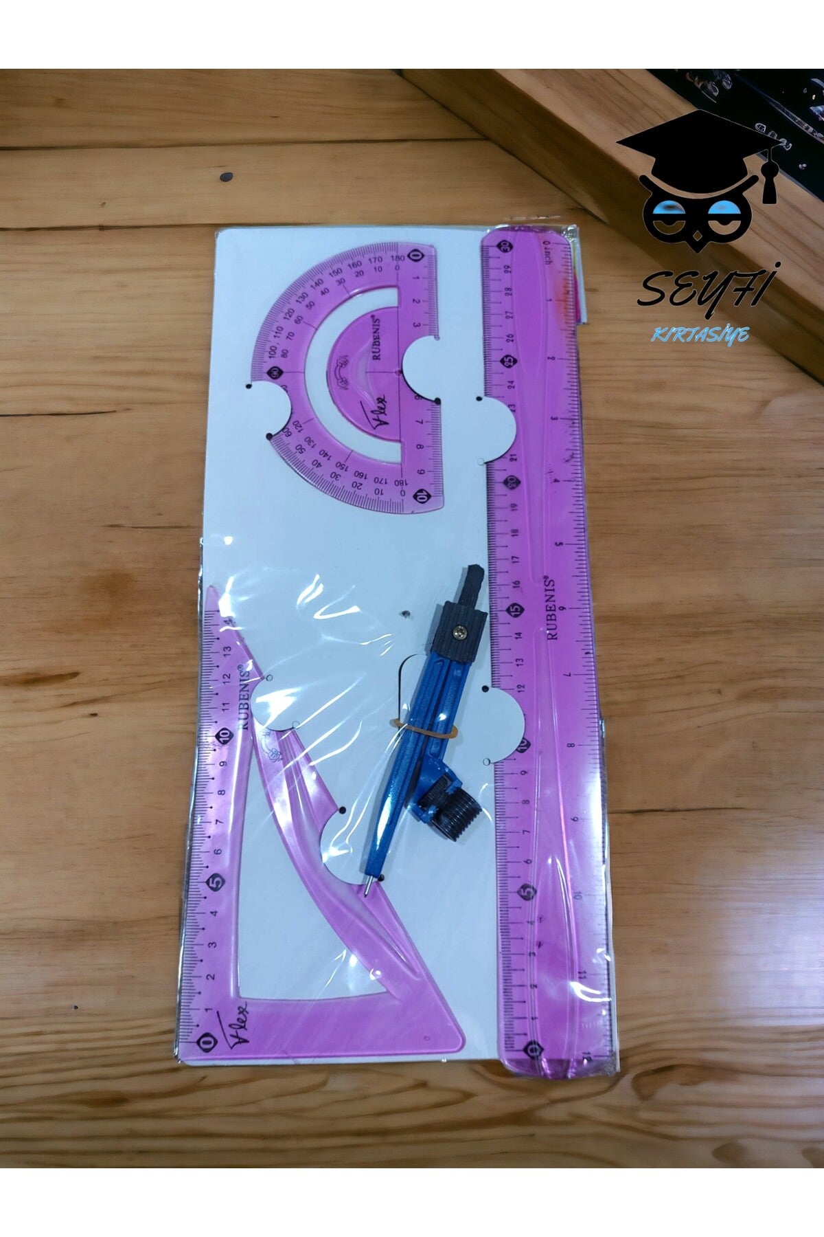 KIRILMAZ CETVEL SETİ 30 cm PERGEL İLETKİ GÖNYE CETVEL PLASTİK FLEXİBLE GEOMETRİ SETİ