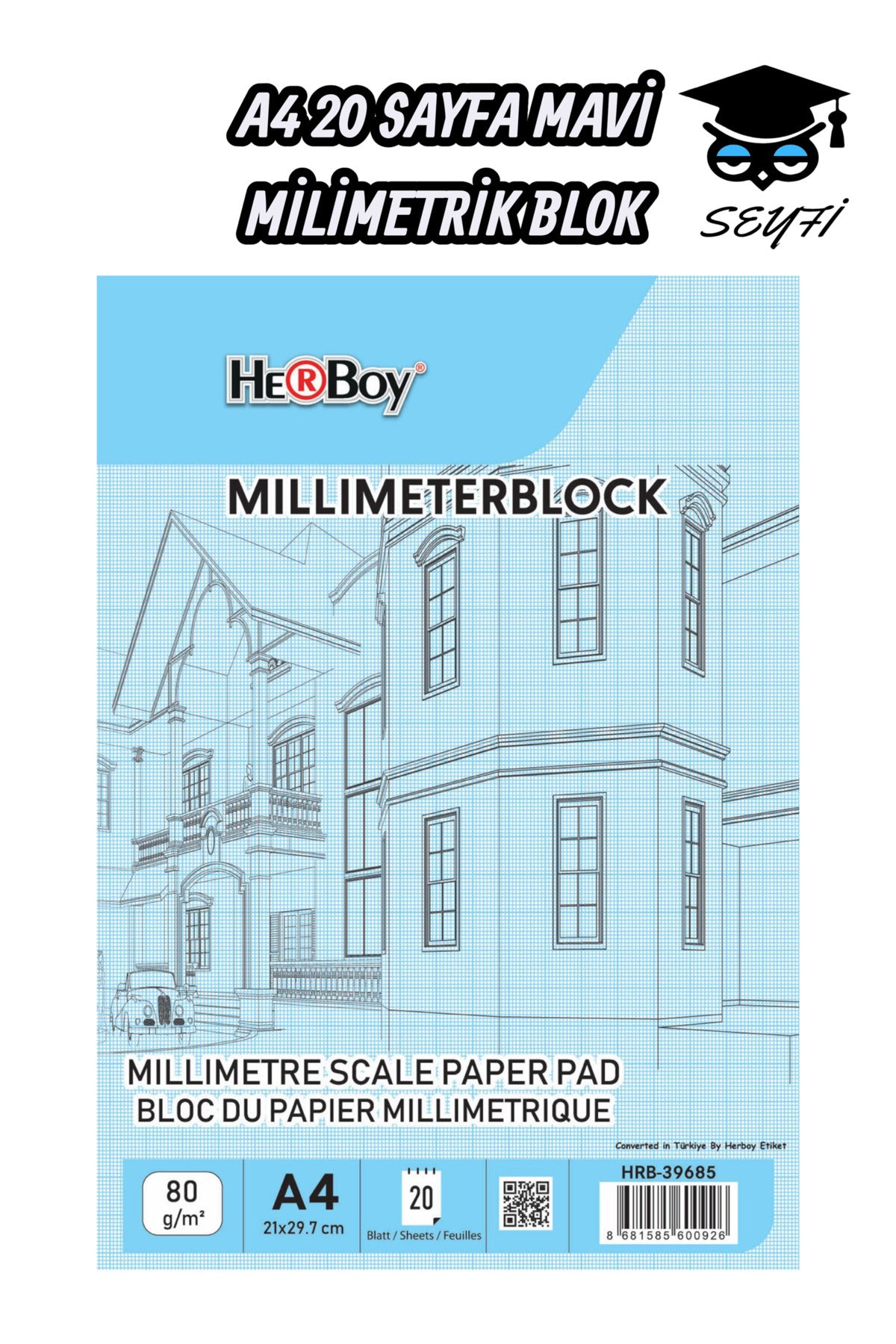 A4 20 SAYFA MİLİMETRİK BLOK DEFTER KOPARTILABİLİR SAYFALAR