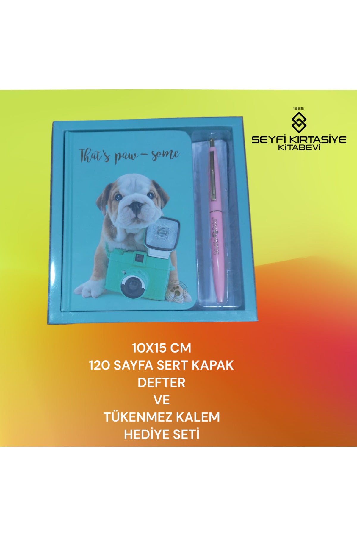 10X15 CM ÇİZGİLİ 120 SAYFA SERT KAPAK DEFTER VE TÜKENMEZ KALEM HEDİYE SETİ