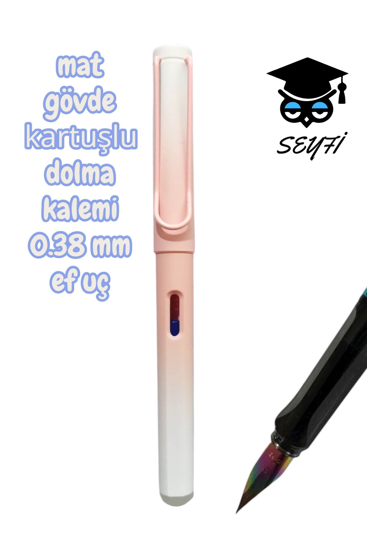 mat plastik gövde kartuşlu dolma kalemi 0.38 mm ef uç