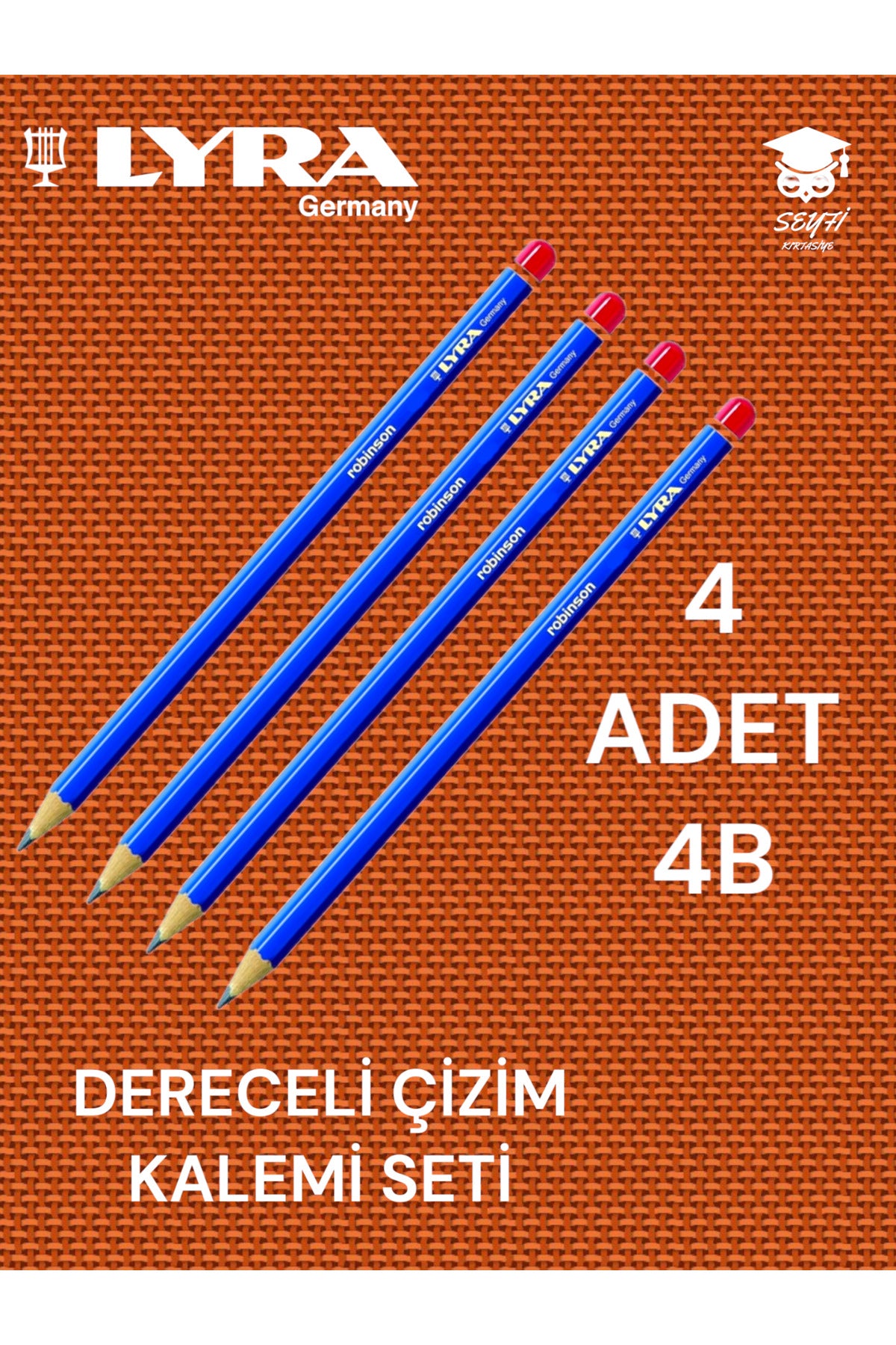 DERECELİ ÇİZİM KALEMİ SETİ 4 ADET KURŞUN ÇİZİM KALEMİ LYRA ROBİNSON ALMANYA ÜRETİM