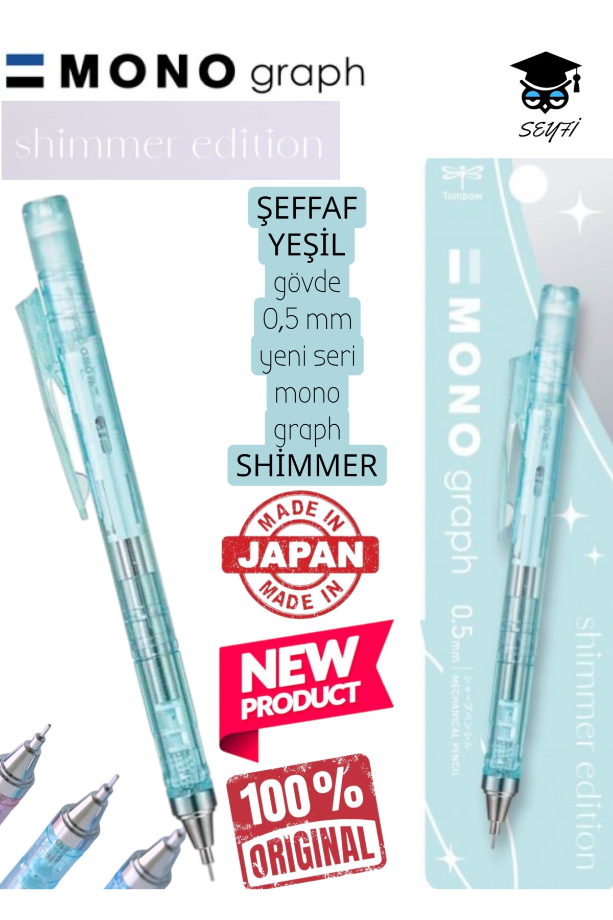 şeffaf gövde 0,5 mm yeni seri tombow mono graph shimmer serisi