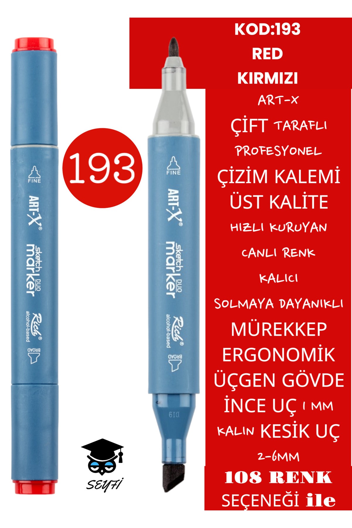 ÇİFT TARAFLI PROFESYONEL ÇİZİM KALEMİ KALICI MÜREKKEP ÜÇGEN GÖVDE İNCE UÇ 1 MM KESİK UÇ 2-6MM SKETCH