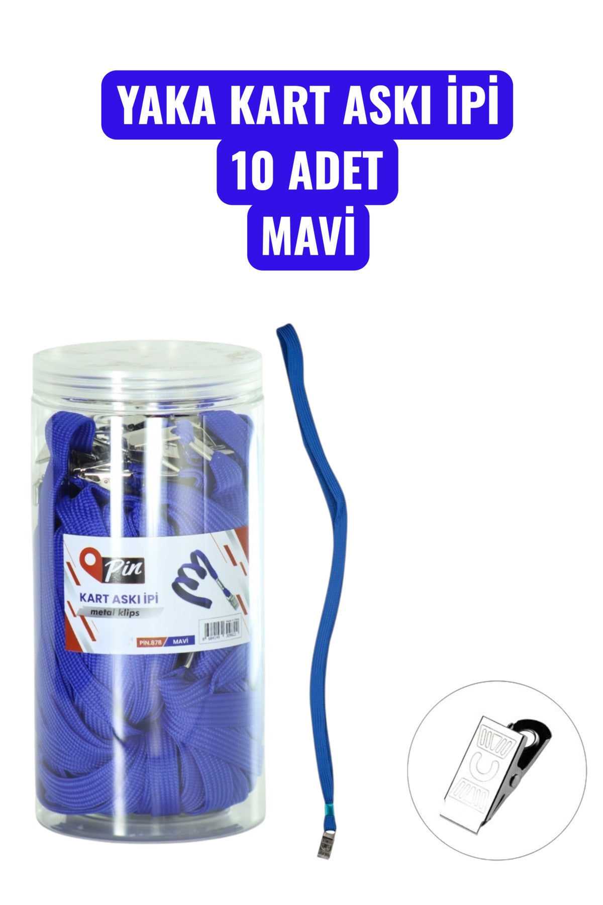 YAKA KART ASKI İPİ 10 ADET MAVİ