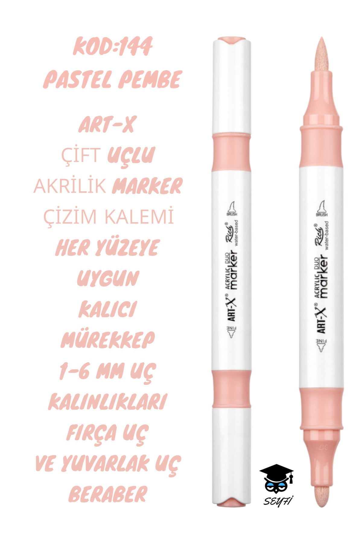 ART-X ÇİFT UÇLU AKRİLİK MARKER ÇİZİM KALEMİ HER YÜZEYE UYGUN KALICI MÜREKKEP 1-6 MM UÇ KALINLIKLARI