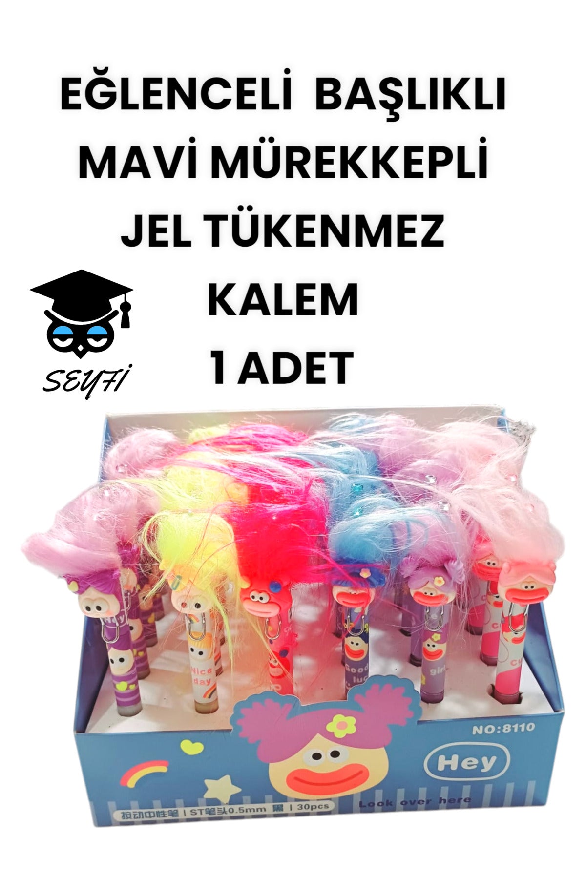 EĞLENCELİ BAŞLIKLI İNCE UÇLU JEL TÜKENMEZ KALEM MAVİ MÜREKKEP