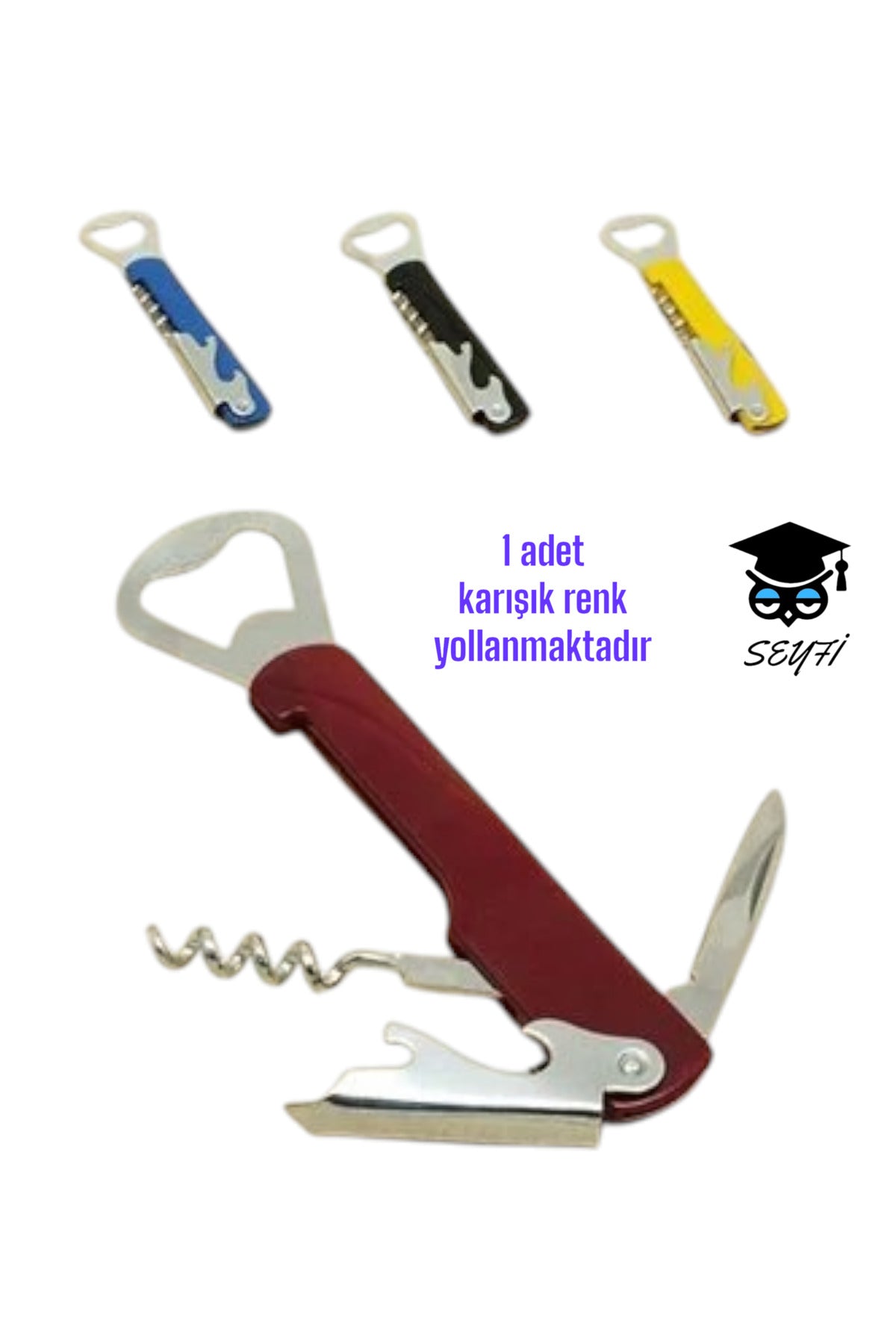 Çok Amaçlı ve Kullanışlı Metal Tirbişon - Açacak 4 Fonksiyonlu