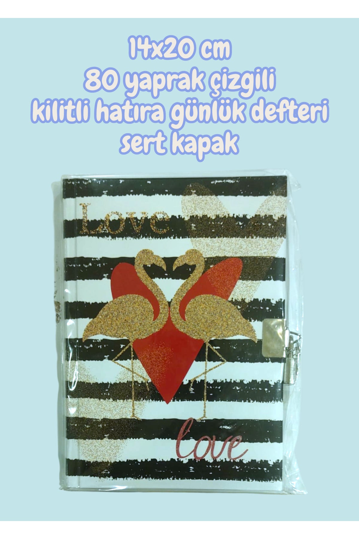 14x20 cm 80 yaprak çizgili kilitli hatıra günlük defteri sert kapak