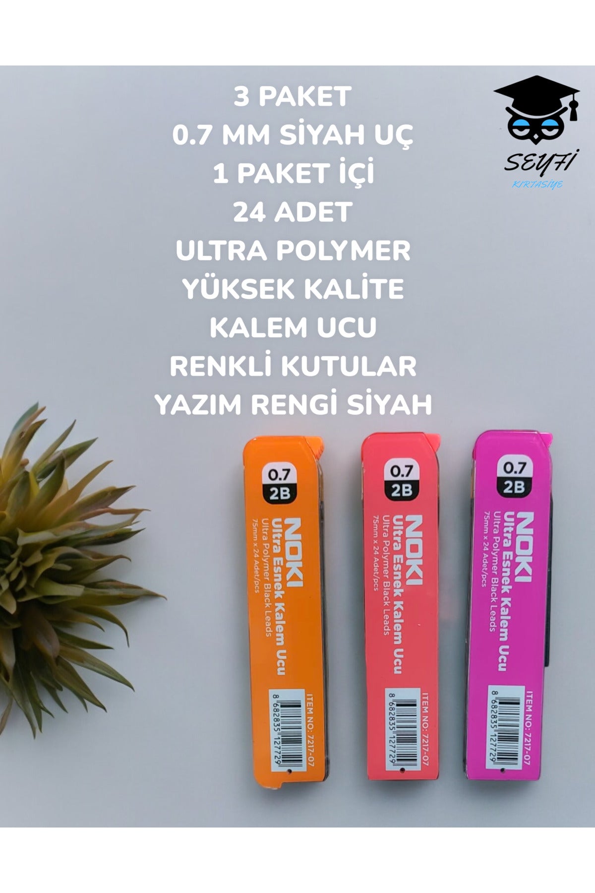 3 PAKET 0.7 MM SİYAH UÇ 1 PAKET İÇİ 24 ADET ULTRA POLYMER YÜKSEK KALİTE RENKLİ KUTU YAZIM SİYAH