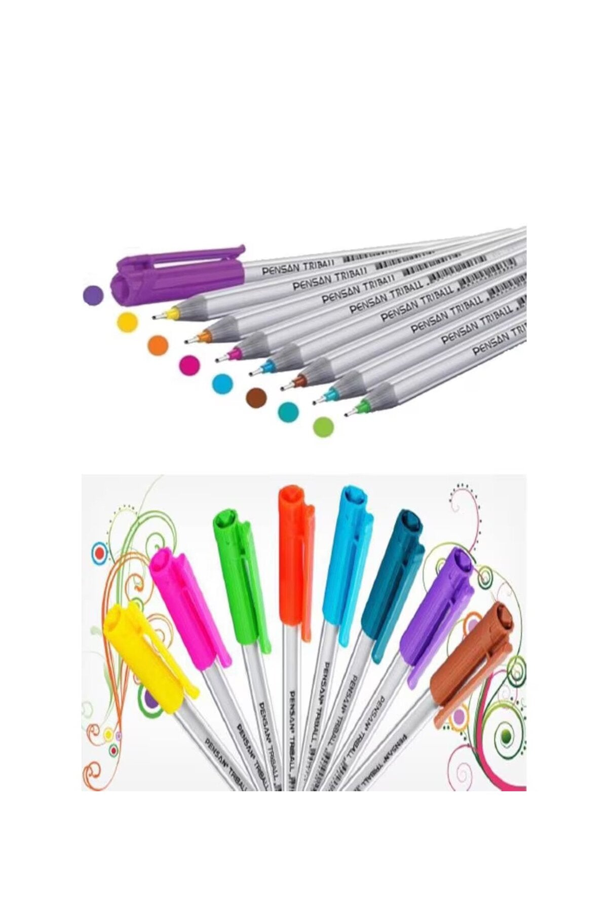 8 Renk 1.0 Mm Tükenmez Kalem Paketli Triball Pensan