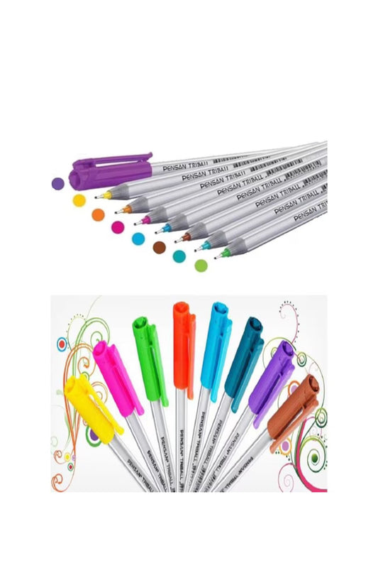 8 Renk 1.0 Mm Tükenmez Kalem Paketli Triball Pensan