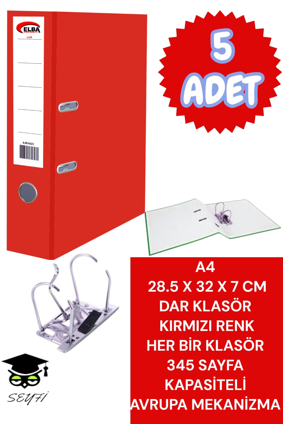 A4 OFİS KLASÖRÜ BÜRO EVRAK DÜZENLEYİCİ KLASÖR ÇİFT METAL HALKA AVRUPA MEKANİZMA
