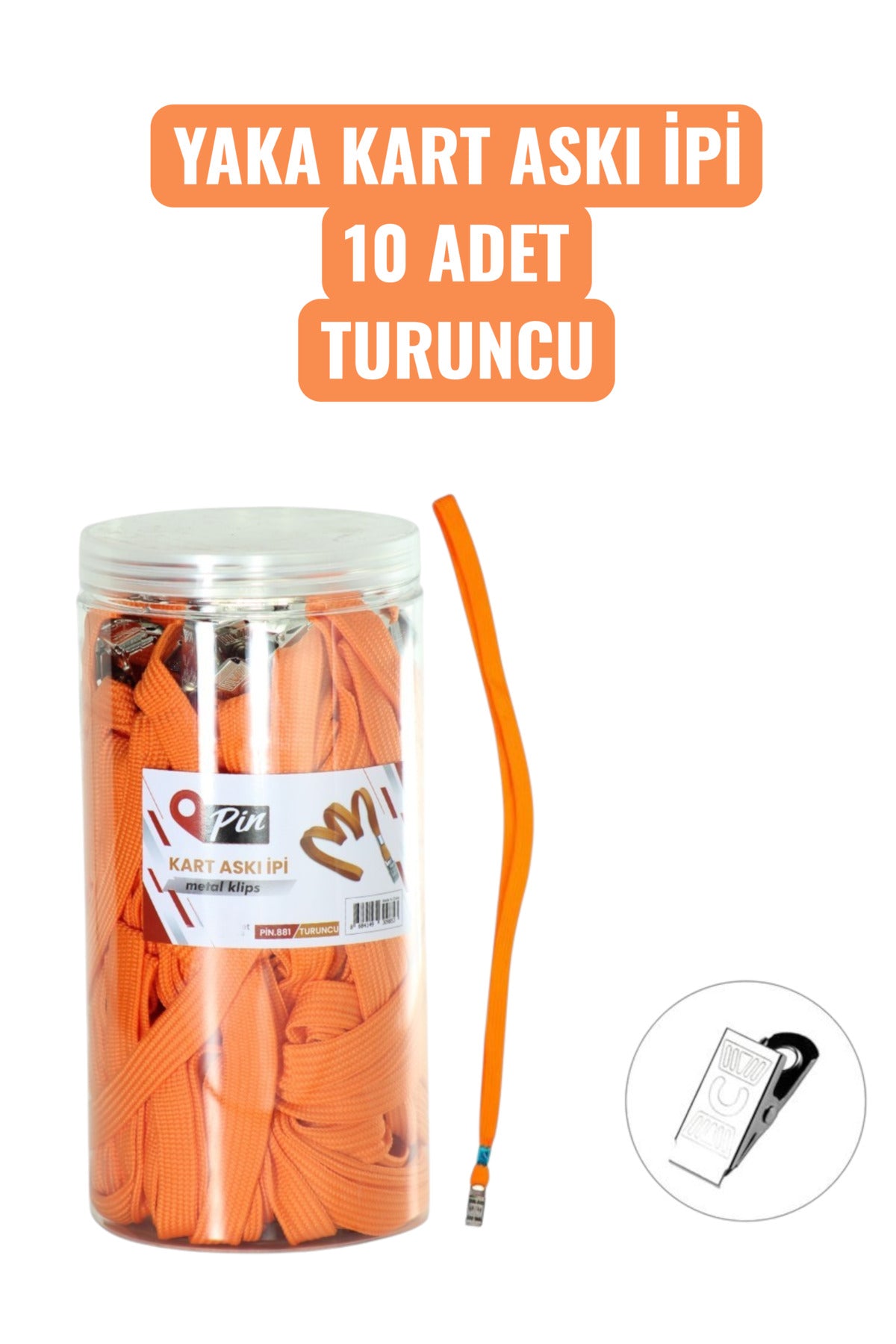 YAKA KART ASKI İPİ 10 ADET TURUNCU