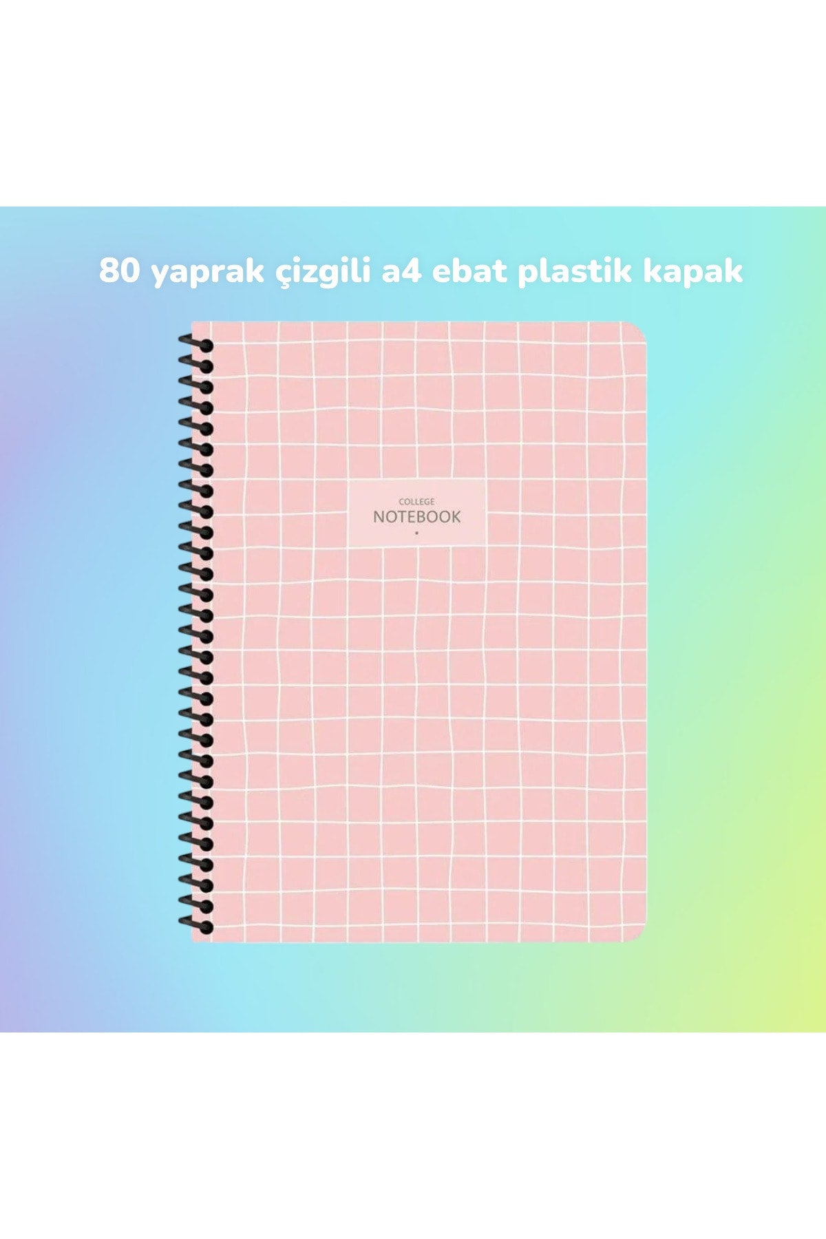 ÇİZGİLİ A4 80 YAPRAK PLASTİK KAPAK TELLİ DEFTER COLLEGE KESKİN COLOR