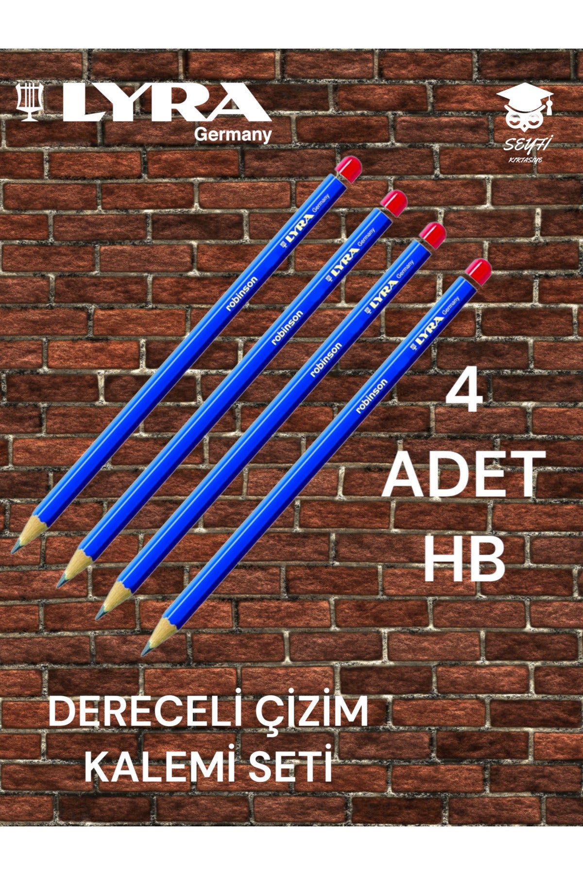 DERECELİ ÇİZİM KALEMİ SETİ 4 ADET KURŞUN ÇİZİM KALEMİ LYRA ROBİNSON ALMANYA ÜRETİM