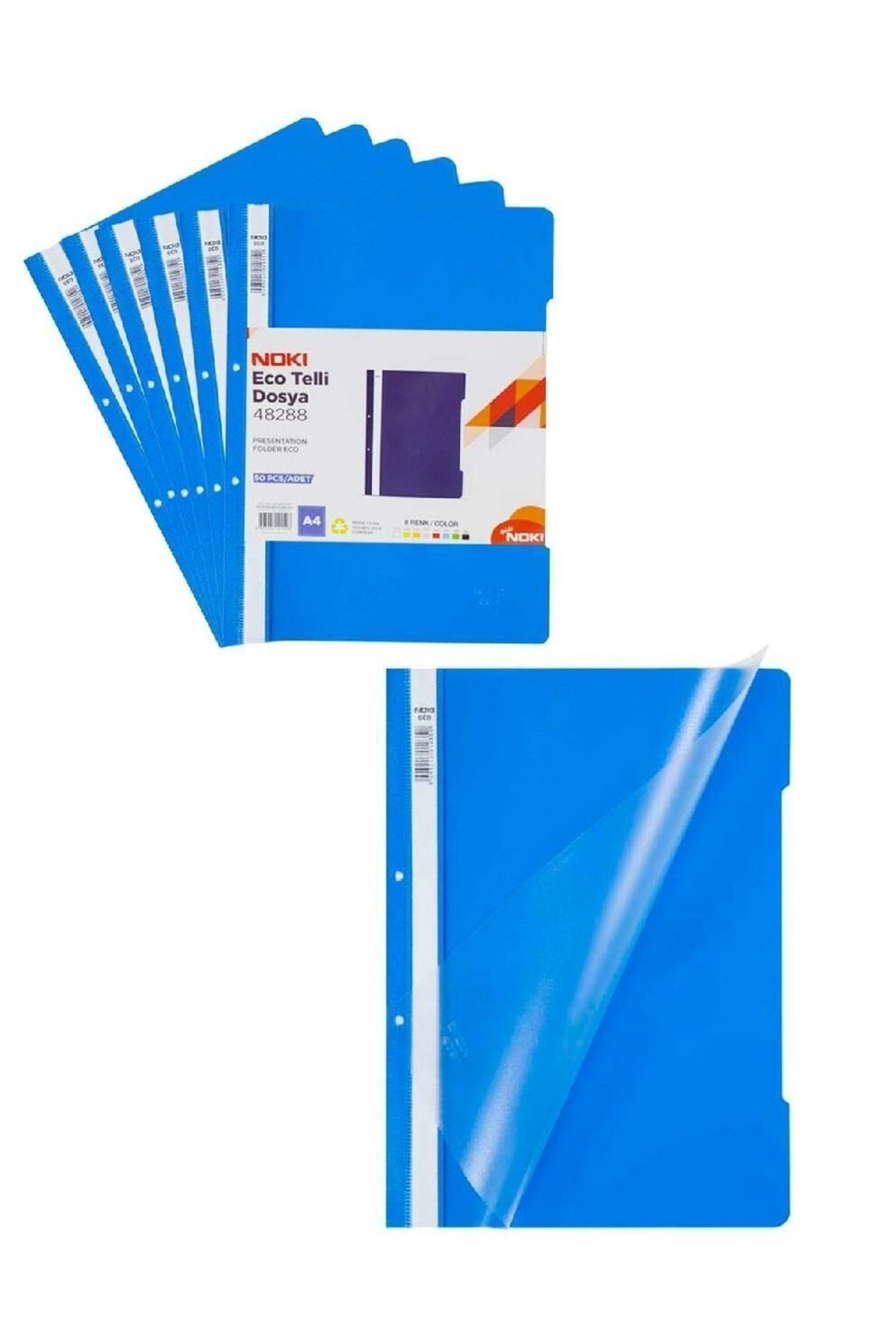 Eco Mavi Telli Dosya 500"lü Paket Plastik Kapak