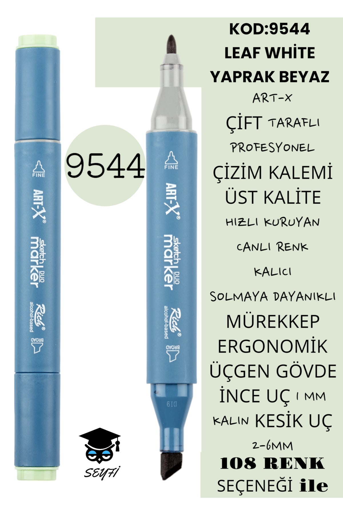ÇİFT TARAFLI PROFESYONEL ÇİZİM KALEMİ KALICI MÜREKKEP ÜÇGEN GÖVDE İNCE UÇ 1 MM KESİK UÇ 2-6MM SKETCH
