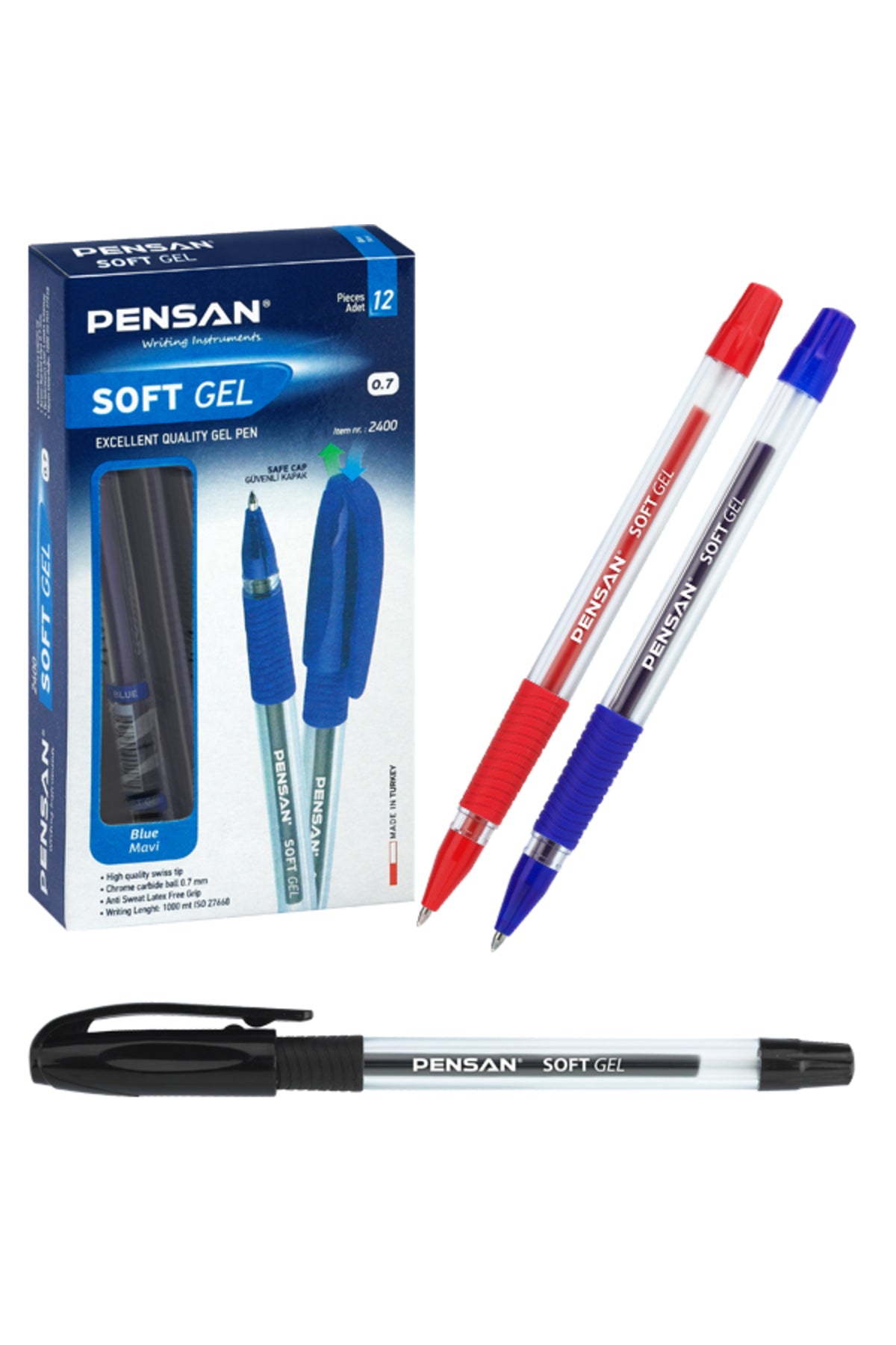 2400 Soft Gel Tükenmez Kalem 0,7 Mm Mavi (12 Li Paket) Pe02400tkma