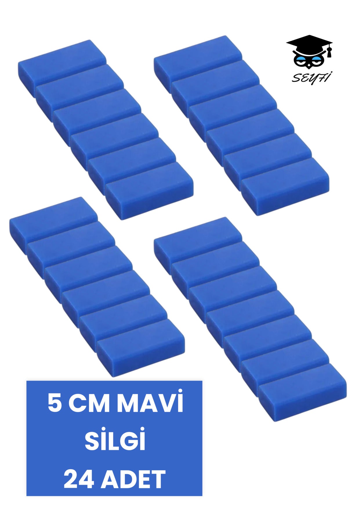 5 CM mavi silgi orta boy 24 adet stok fazlası