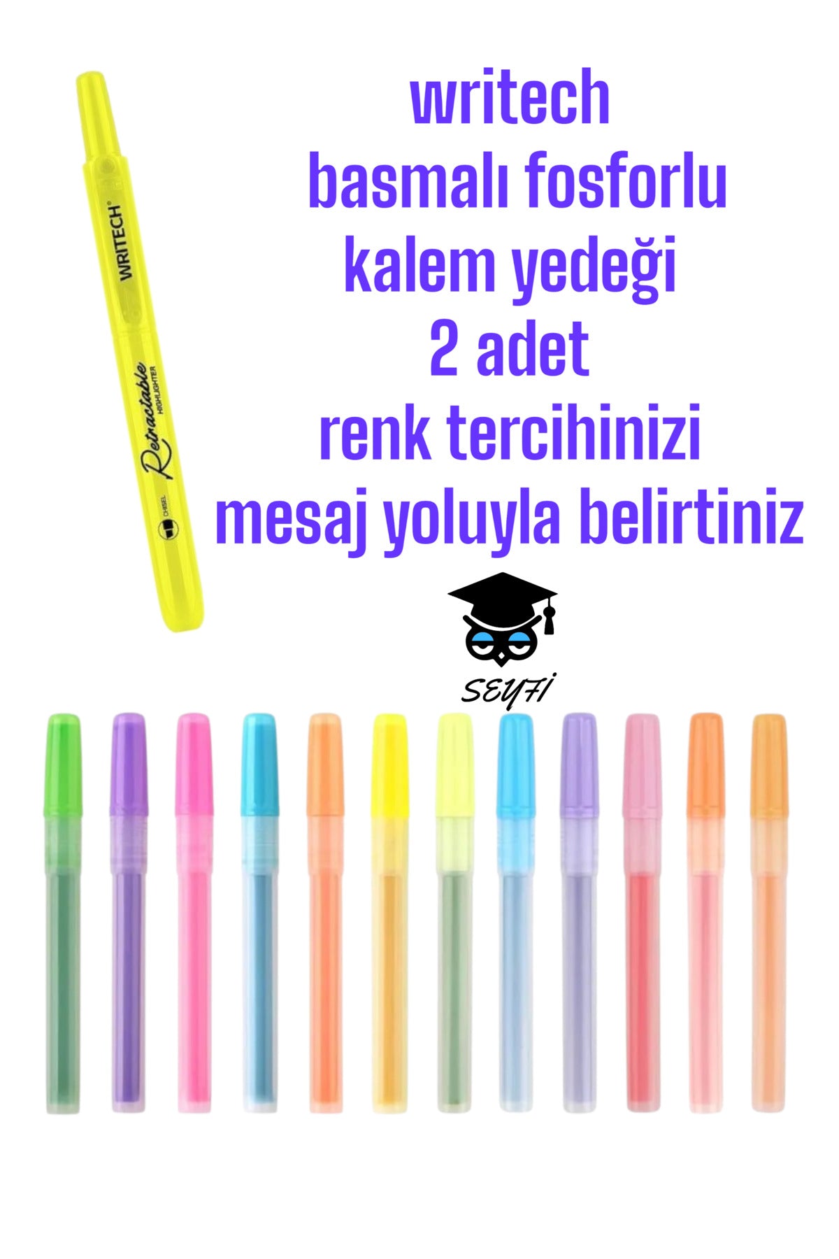 writech basmalı fosforlu kalem yedeği 2 adet renk tercihinizi mesaj yoluyla belirtiniz