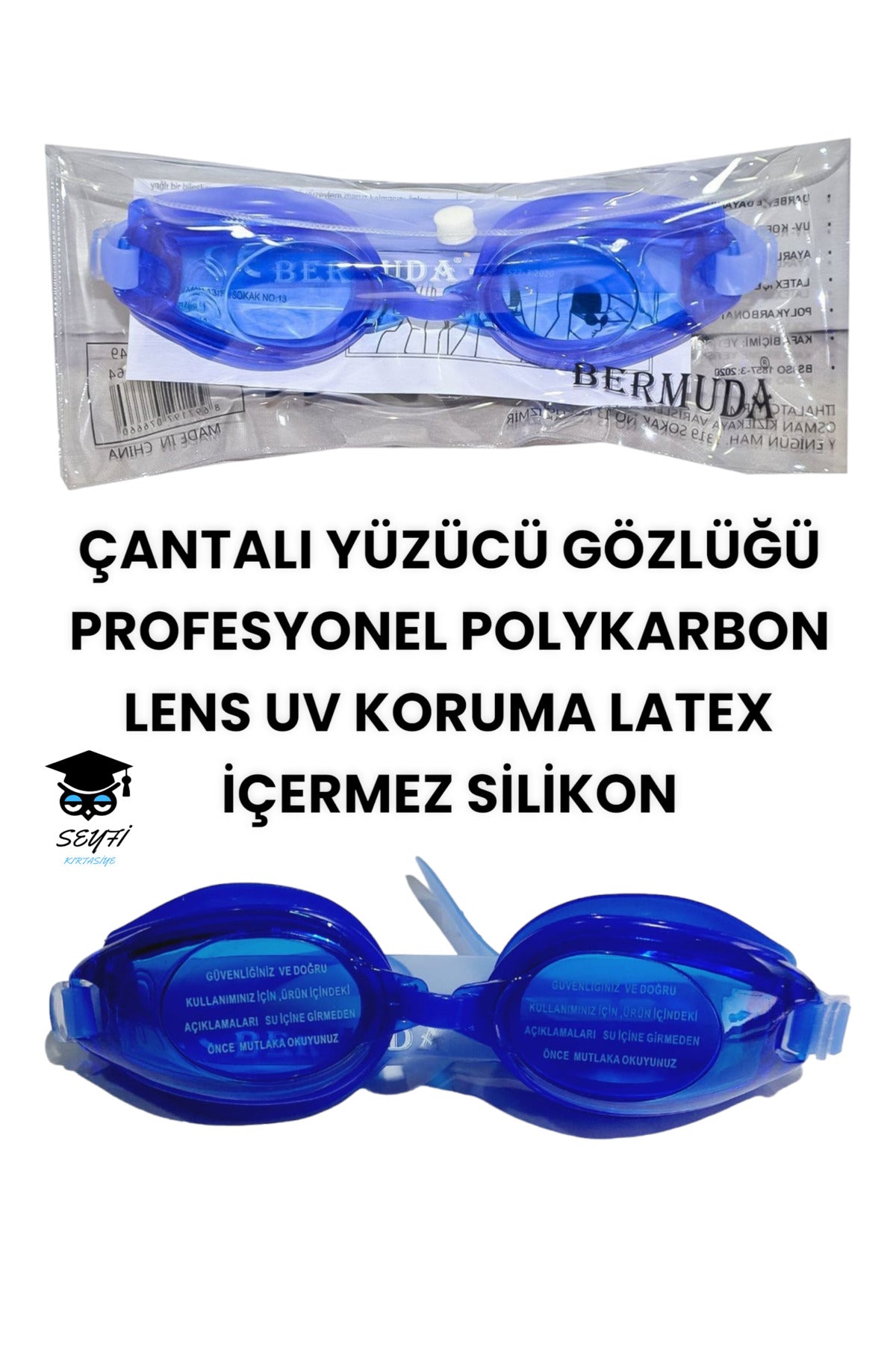 ÇANTALI YÜZÜCÜ GÖZLÜĞÜ PROFESYONEL POLYKARBON LENS UV KORUMA LATEX İÇERMEZ SİLİKON