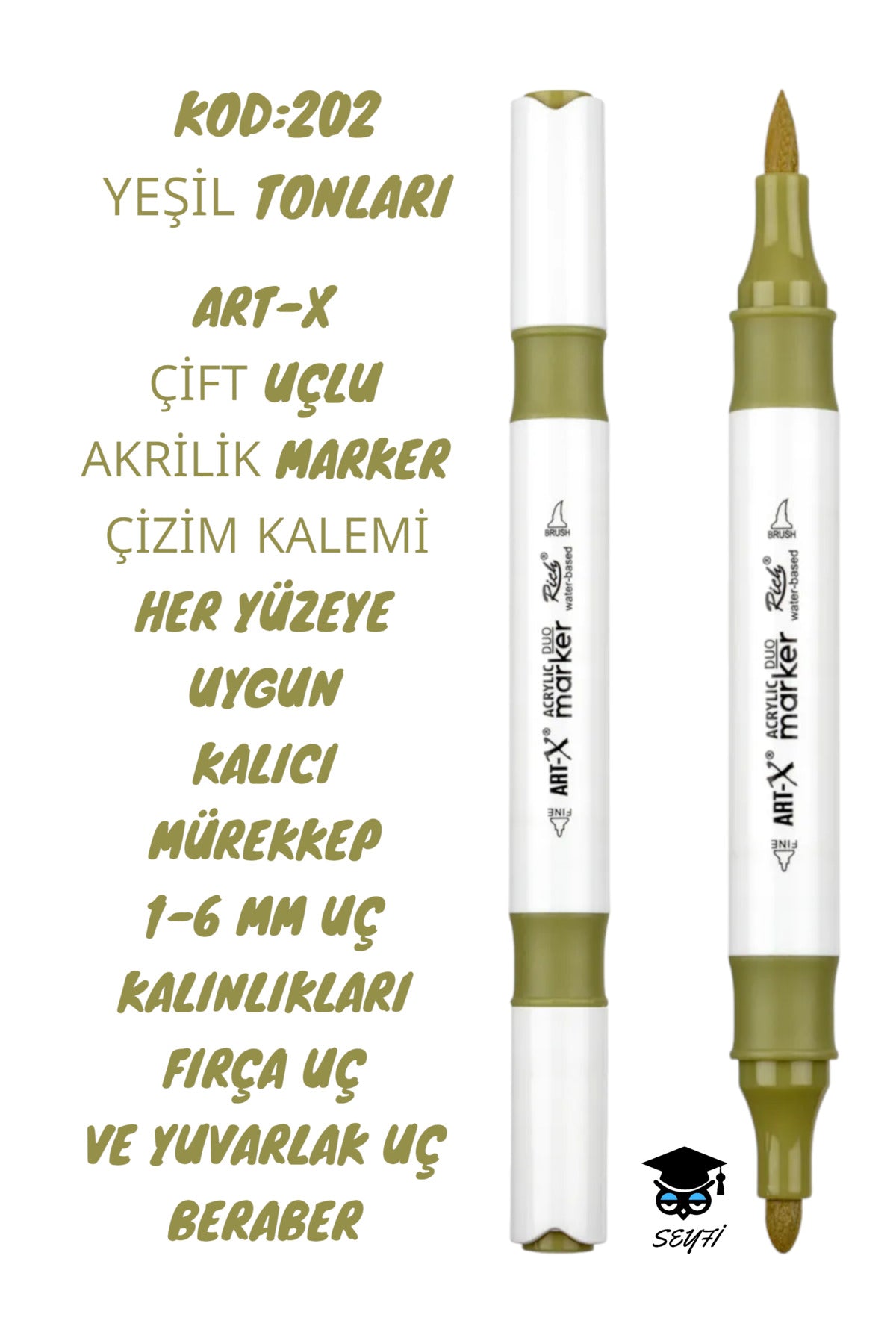ART-X ÇİFT UÇLU AKRİLİK MARKER ÇİZİM KALEMİ HER YÜZEYE UYGUN KALICI MÜREKKEP 1-6 MM UÇ KALINLIKLARI