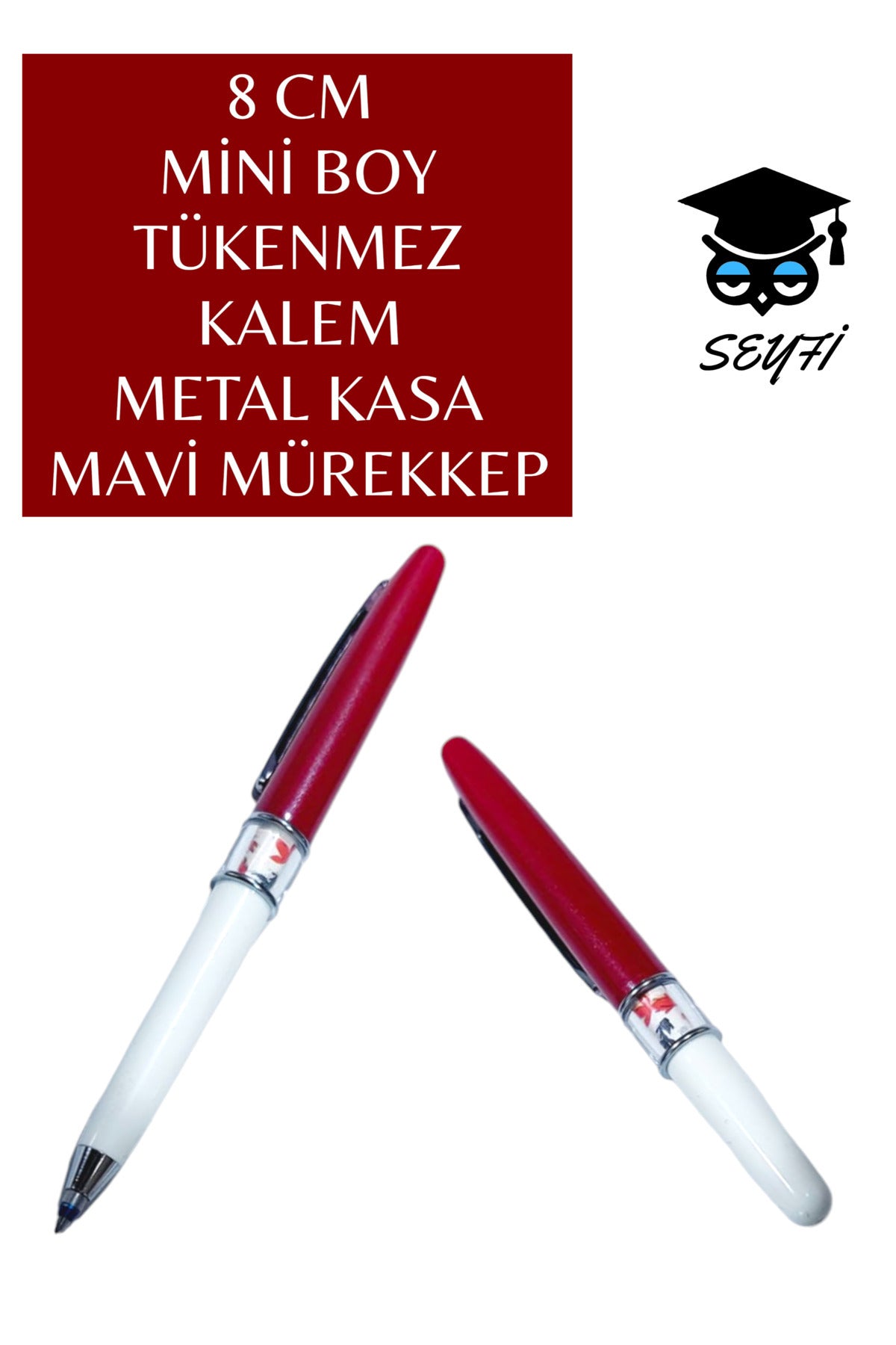 8 CM MİNİ BOY TÜKENMEZ KALEM METAL KASA MAVİ MÜREKKEP