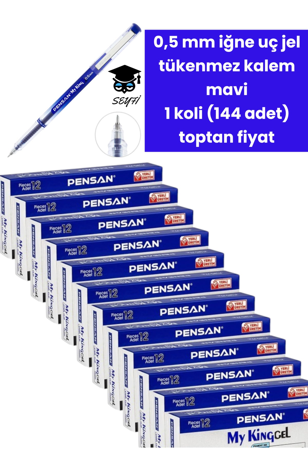 MY-KİNG 0,5 mm iğne uç jel tükenmez kalem 1 koli (144 adet) toptan fiyat pensan
