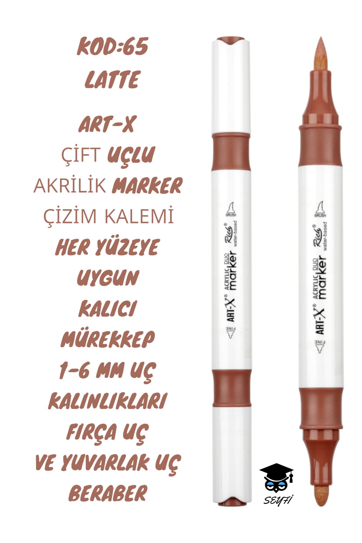 ART-X ÇİFT UÇLU AKRİLİK MARKER ÇİZİM KALEMİ HER YÜZEYE UYGUN KALICI MÜREKKEP 1-6 MM UÇ KALINLIKLARI