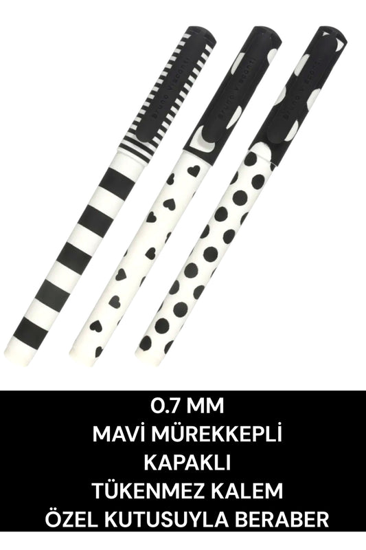 0.7 MM MAVİ MÜREKKEPLİ KAPAKLI TÜKENMEZ KALEM ÖZEL KUTUSUYLA BERABER