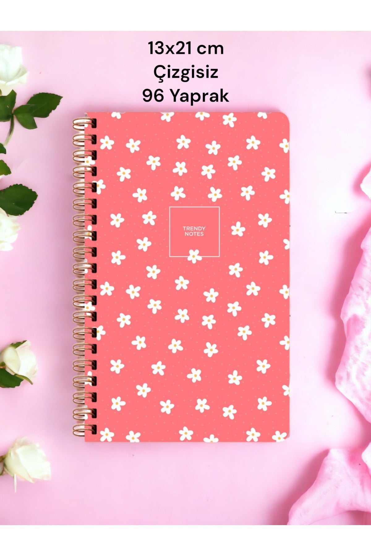 13x21 Cm Çizgisiz 96 Yaprak Sert Karton Kapak Telli Defter 60 Gr Beyaz Kağıt