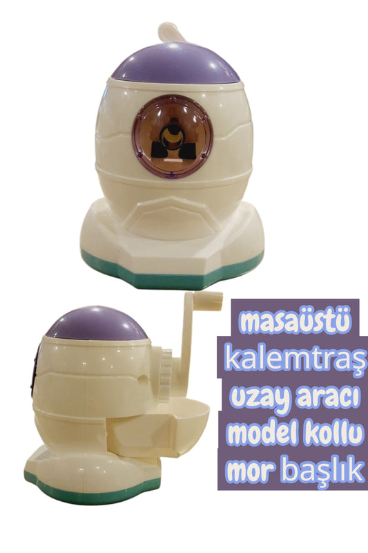 masaüstü kollu kalemtraş uzay aracı model mor başlık