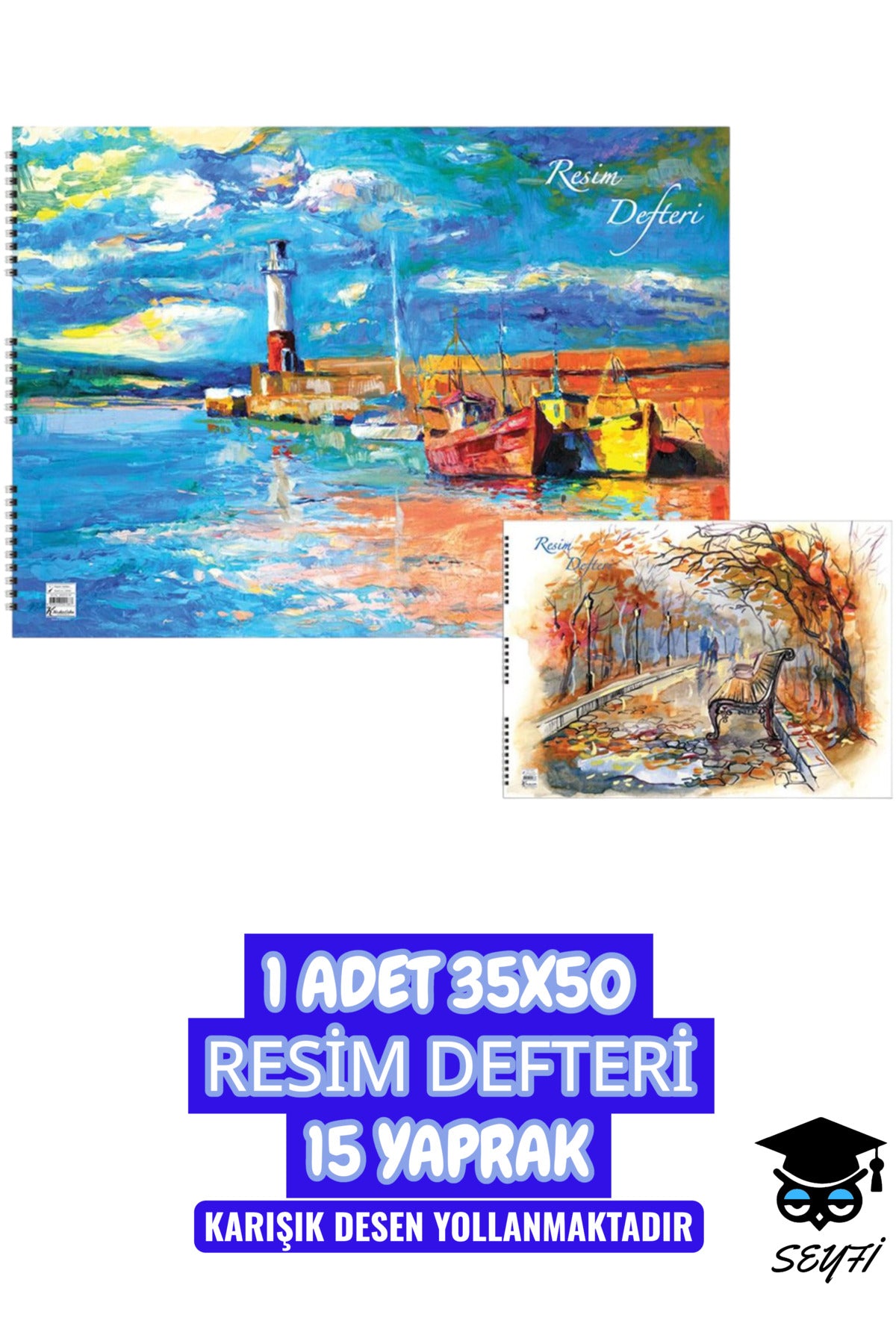 1 ADET 35X50 RESİM DEFTERİ 15 YAPRAK TELLİ
