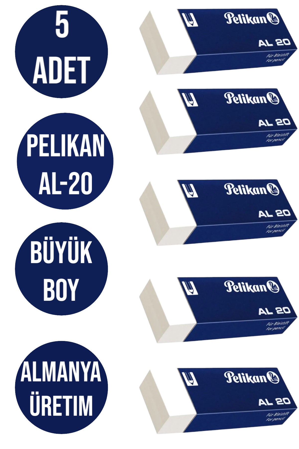 5 ADET BÜYÜK BOY SİLGİ BEYAZ PELİKAN AL-20