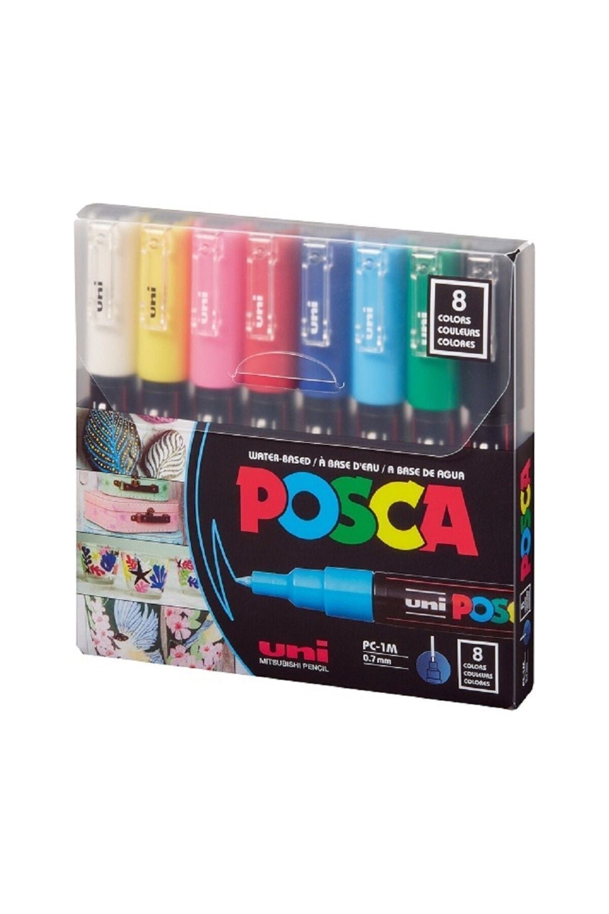 UNIBALL POSCA MARKÖR SU BAZLI ANA RENK 0.1 8Lİ SET