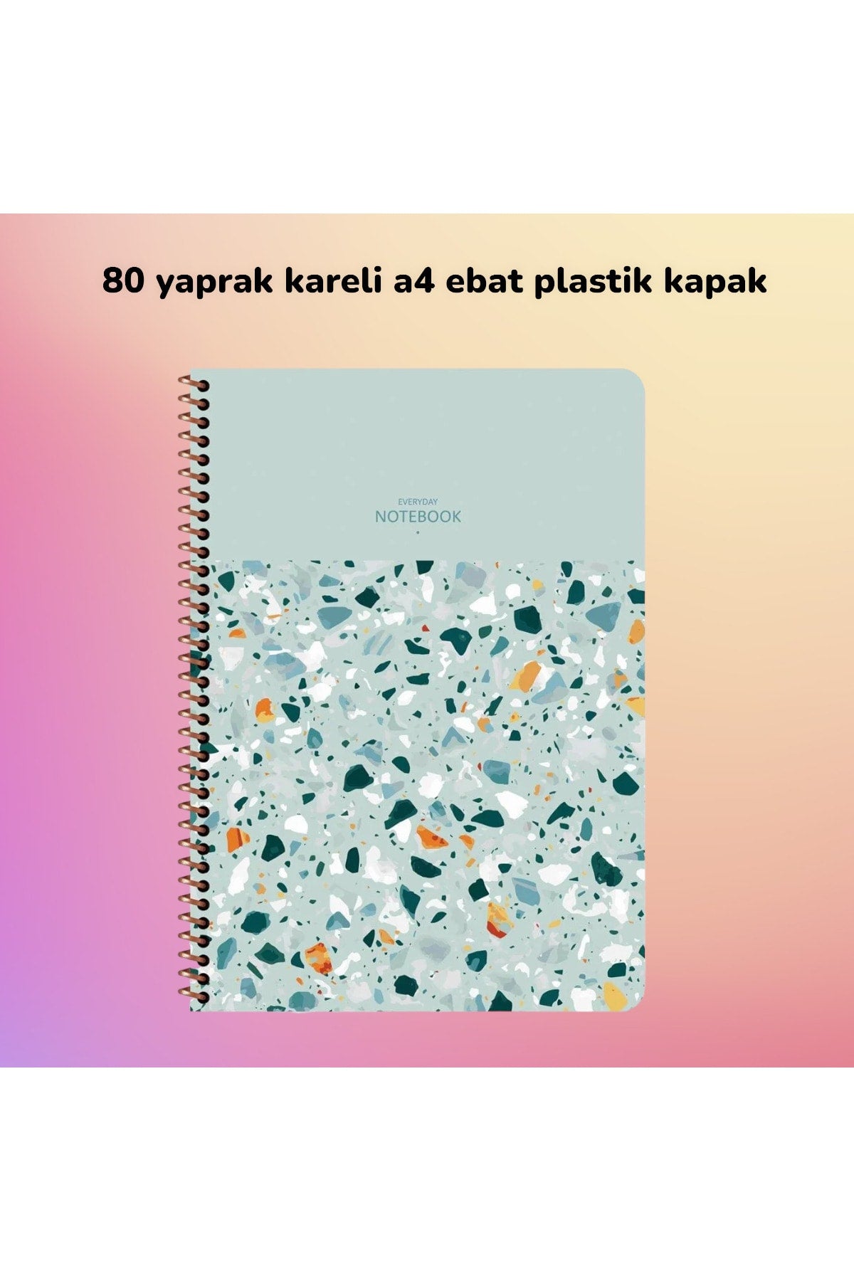 KARELİ A4 80 YAPRAK PLASTİK KAPAK TELLİ DEFTER TERAZZO KESKİN COLOR