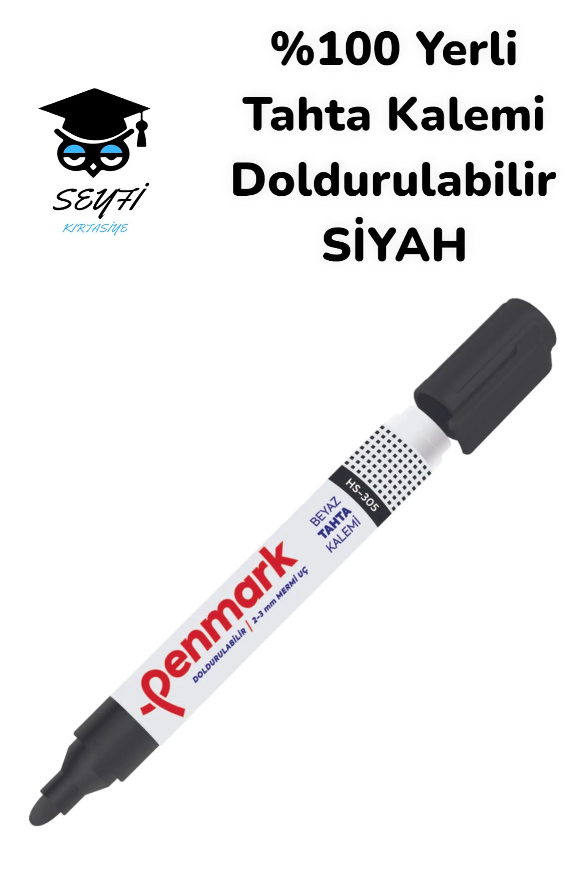 %100 Yerli Beyaz Tahta Kalemi SİYAH DOLDURULABİLİR