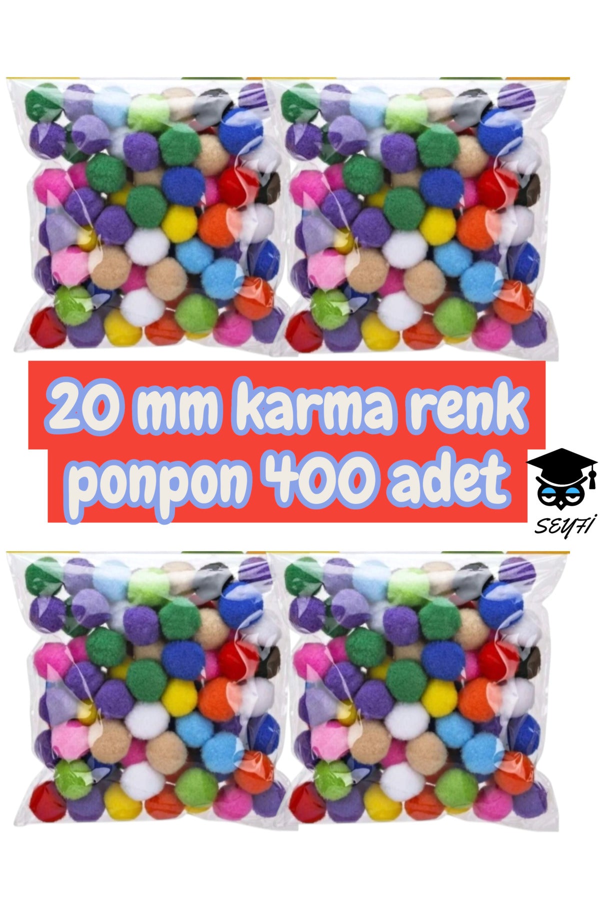 20 mm karma renk ponpon 400 adet